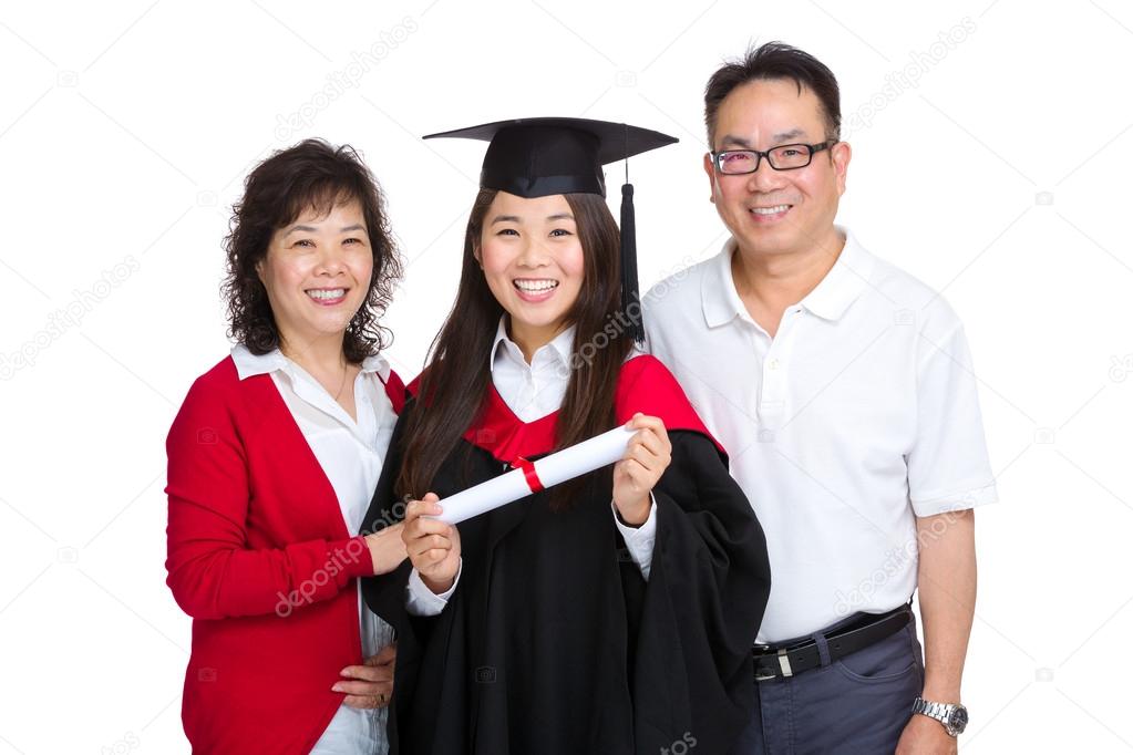 Happy family with graduate daughter 