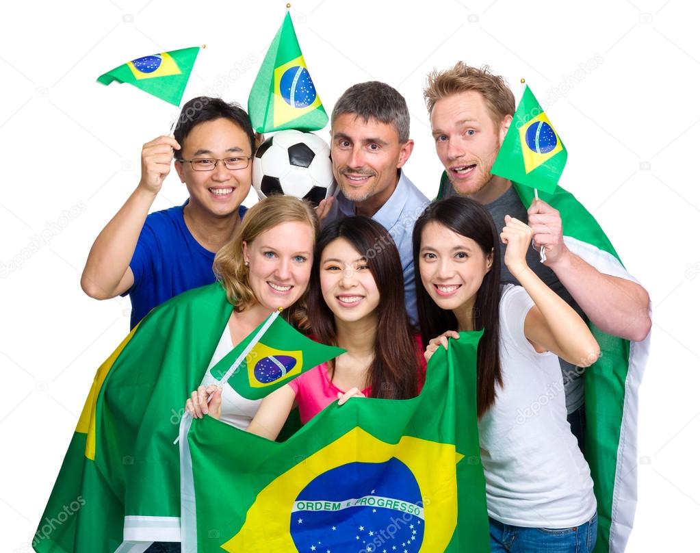 Group of soccer fans from different country 