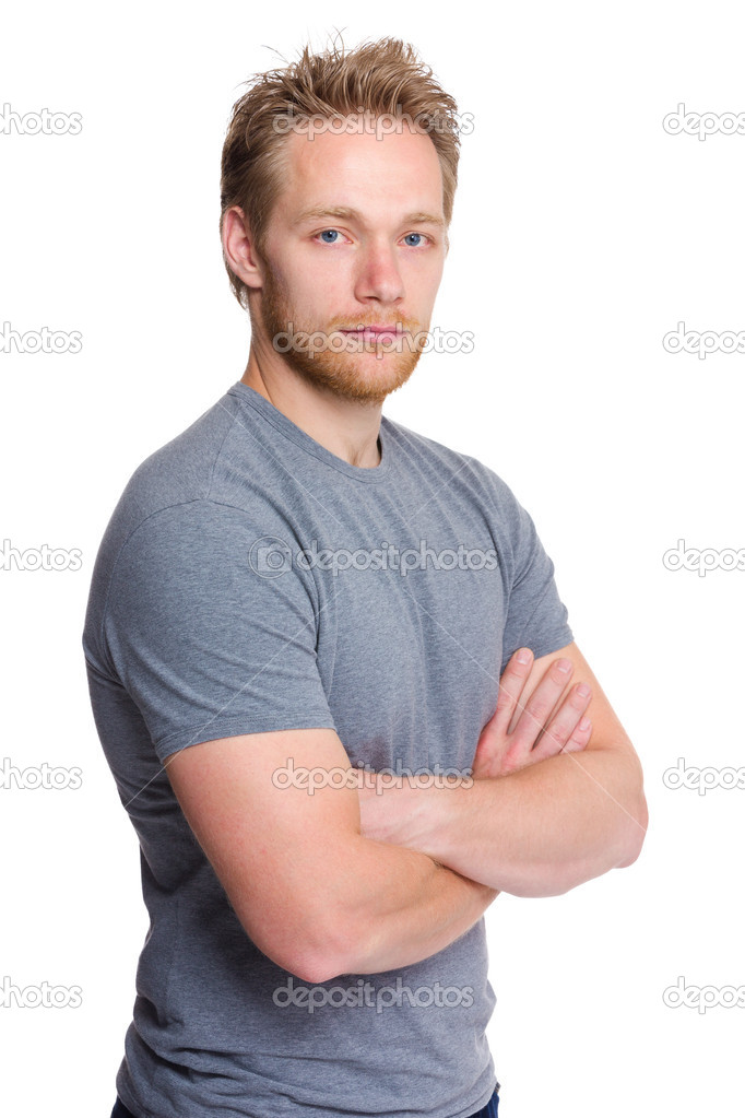 Casual man with arm crossed