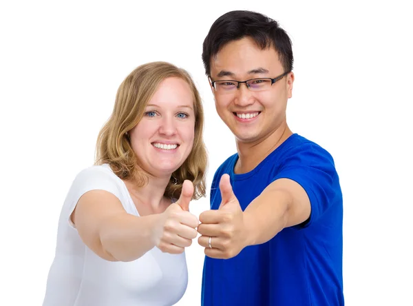 Friendship from different countray with thumb up — Stock Photo, Image