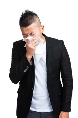 Asian man sneeze clipart