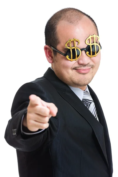 Millionaire pointing to front — Stock Photo, Image