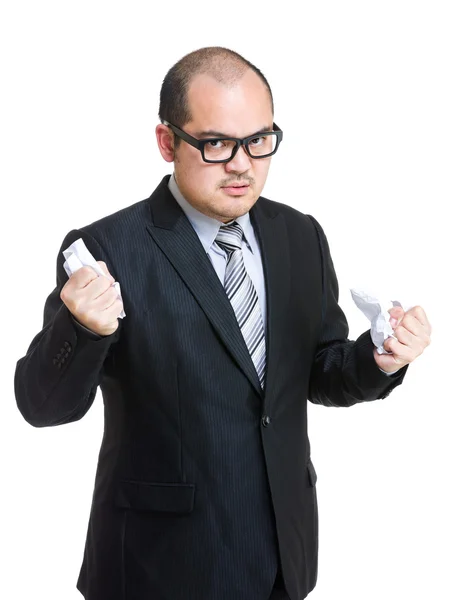 Angry manager tear off contract — Stock Photo, Image