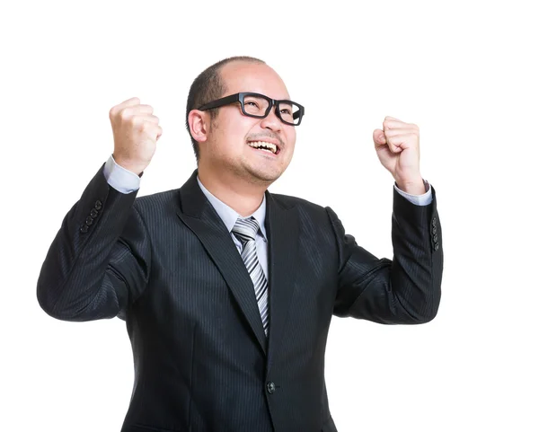 Successful manager raised two hand up — Stock Photo, Image