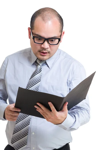 Manager get angry on reading file Stock Photo