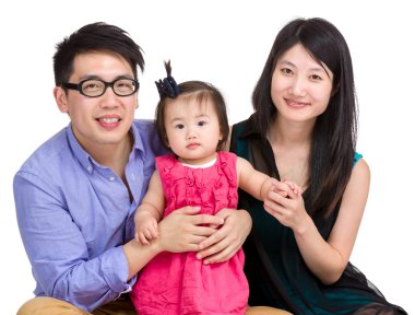 Asya ailesi üzerinde beyaz izole