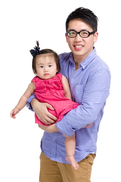 Азиатский отец с малышкой — стоковое фото