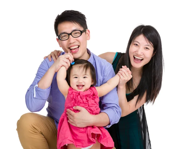 Gelukkige familie geïsoleerd op wit — Stockfoto