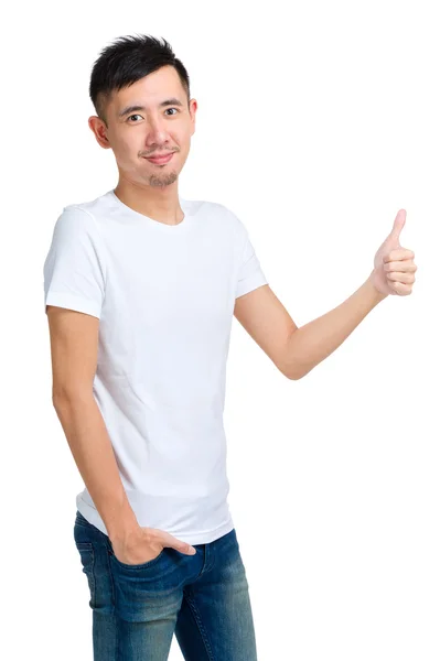 Ázsiai ember hüvelykujjával felfelé — Stock Fotó