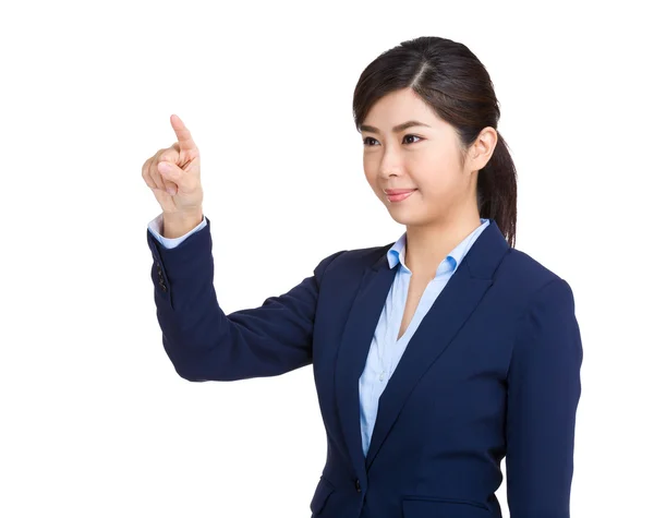 Business woman touch the screen — Stock Photo, Image
