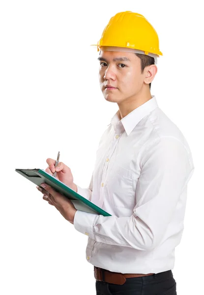 Young foreman take note — Stock Photo, Image