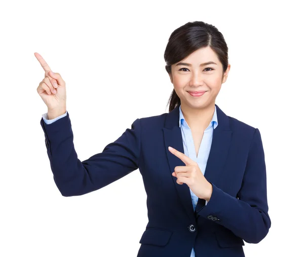 Business woman finger point up — Stock Photo, Image