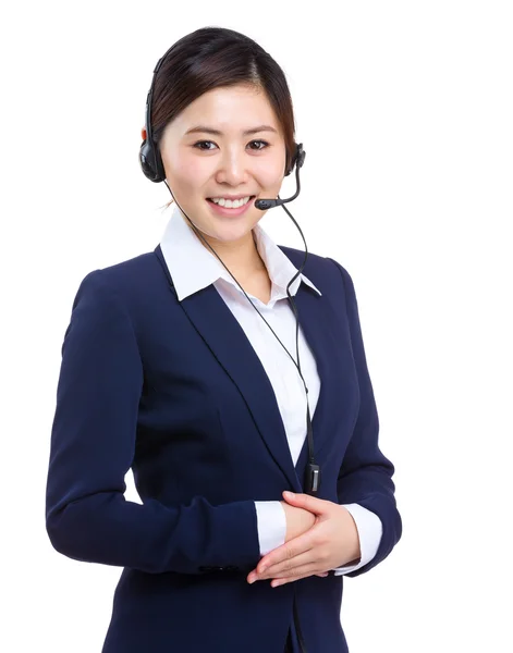 Mujer de negocios con auriculares — Foto de Stock