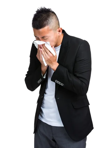 Alergia ao nariz do empresário — Fotografia de Stock