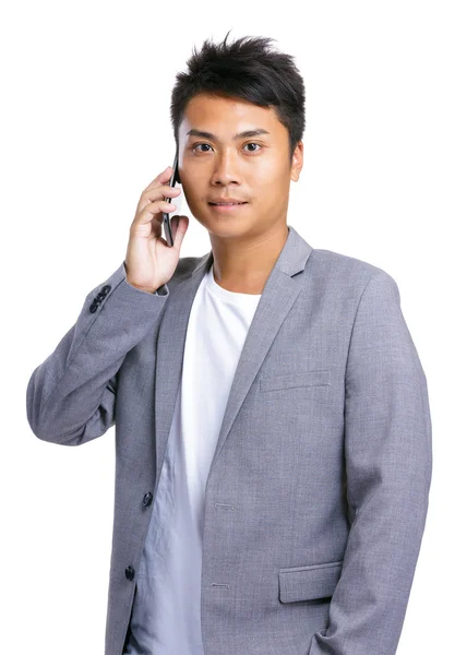 Business man talk on mobile — Stock Photo, Image