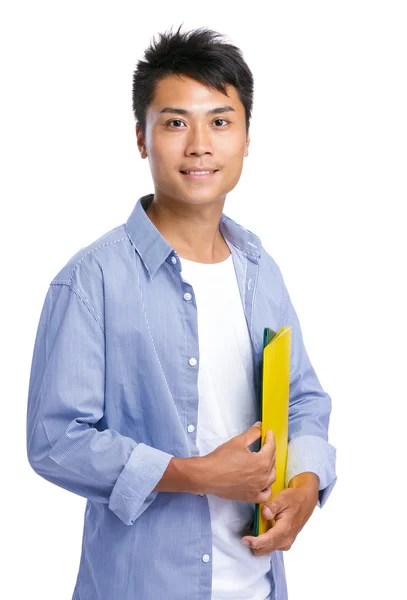 Podnikatel drží soubor pad — Stock fotografie