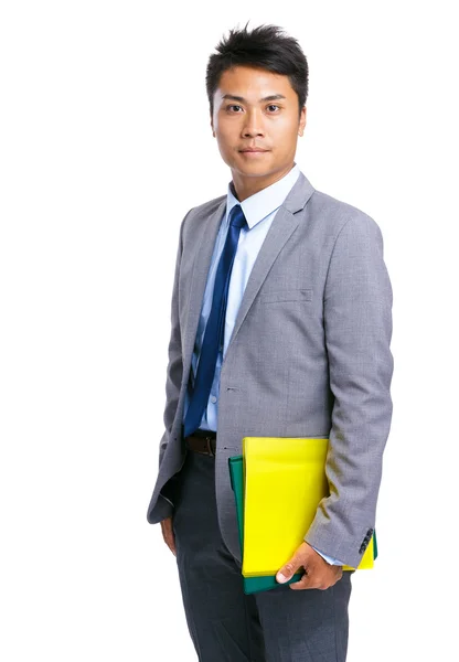 Business man with yellow folder — Stock Photo, Image