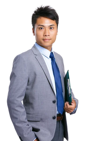 Business man hold clipboard — Stock Photo, Image