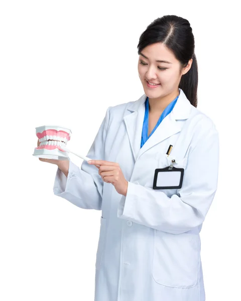 Female doctor with big jaw — Stock Photo, Image