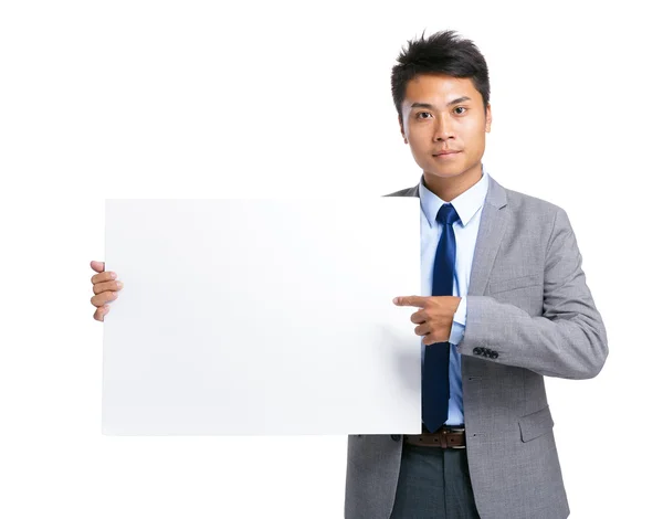 Business man hold with blank board — Stock Photo, Image