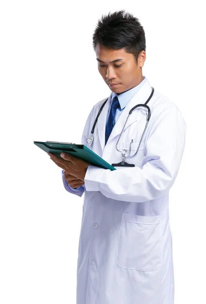 Male doctor look at clipboard — Stock Photo, Image