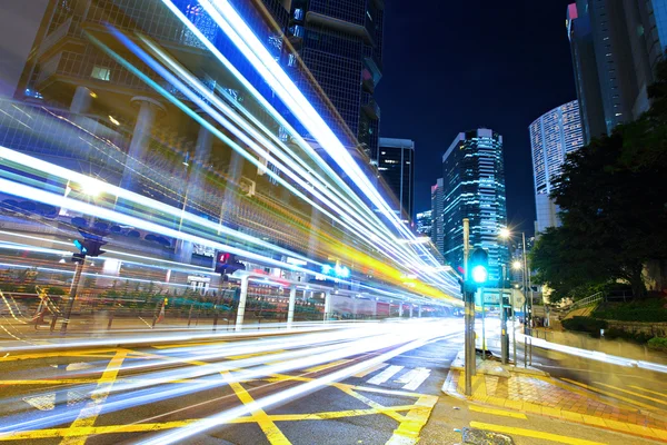 Hong kong met auto licht — Stockfoto