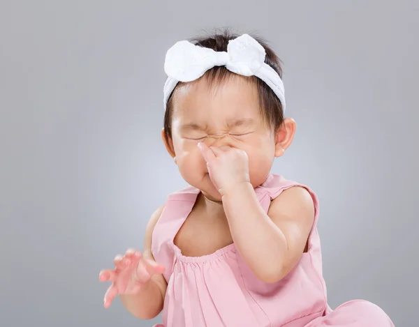 Baby girl sneeze — Stock Photo, Image