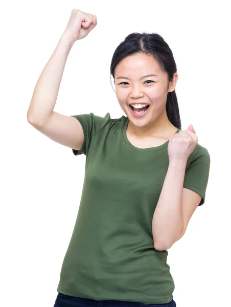 Excite woman fist up — Stock Photo, Image