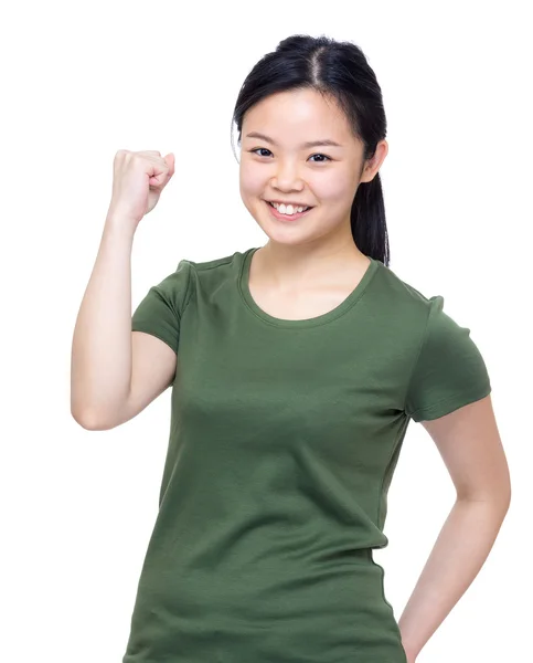 Happy girl fist up — Stock Photo, Image