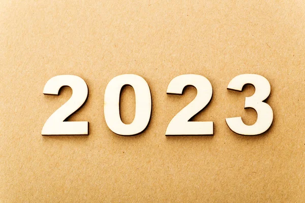 Деревянный текст за год 2023 — стоковое фото