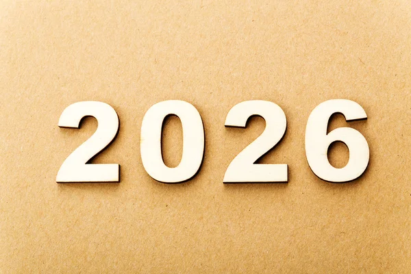 Holztext für das Jahr 2026 — Stockfoto