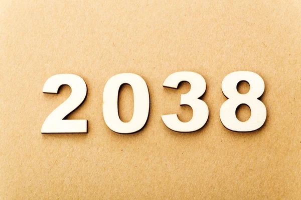 Holztext für das Jahr 2038 — Stockfoto