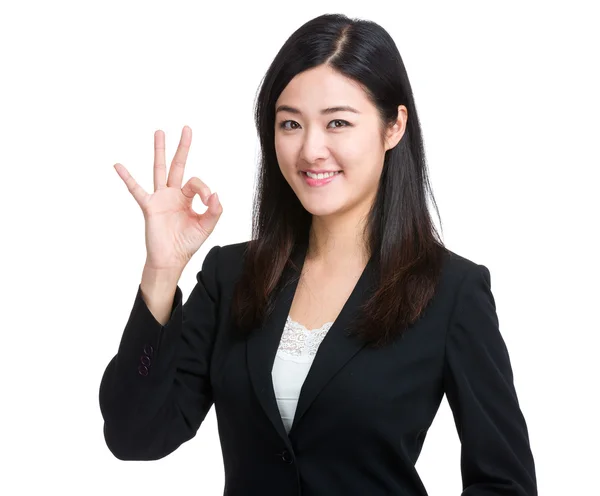 Business woman ok sign — Stock Photo, Image