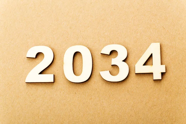 Holztext für das Jahr 2034 — Stockfoto