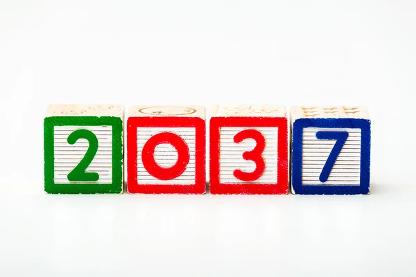 Wooden block for year 2037 — Stock Photo, Image