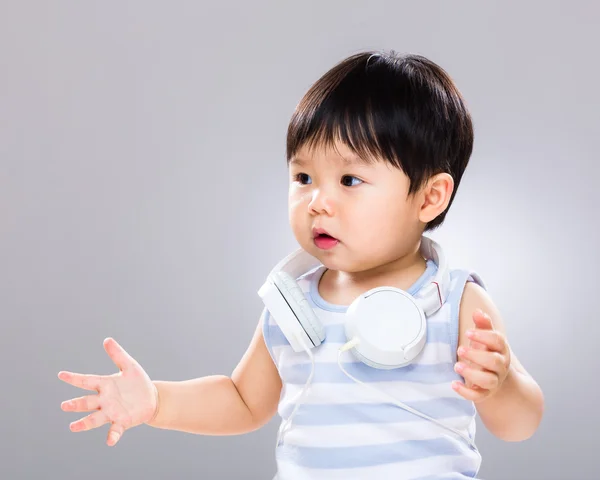 Baby boy with headphone — Stock Photo, Image