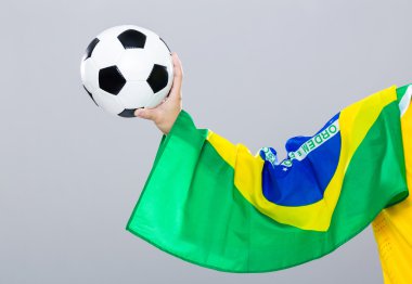 Futbol Brezilya bayrağı ile birlikte el scratch