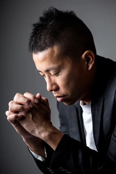 Man pray with cross — Stock Photo, Image