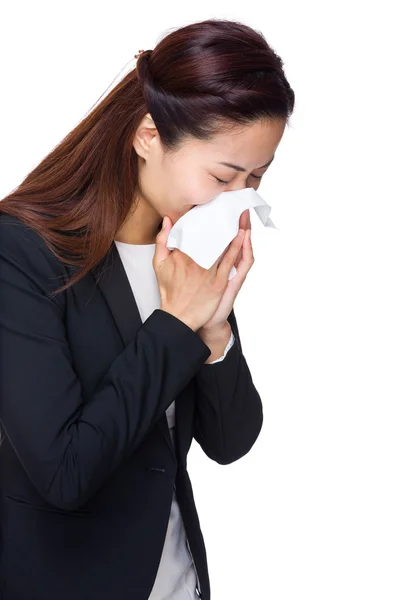 Business woman with allergy — Stock Photo, Image