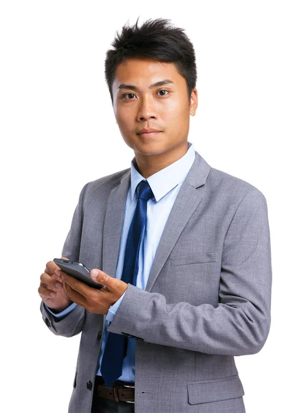 Asiatische Geschäftsfrau SMS verwenden Handy — Stockfoto