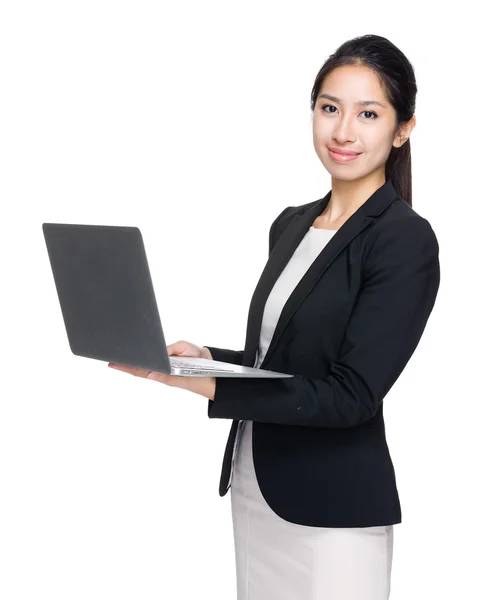 Businesswoman use laptop computer — Stock Photo, Image