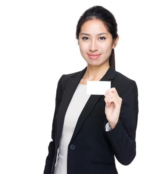 Businesswoman show name card — Stock Photo, Image