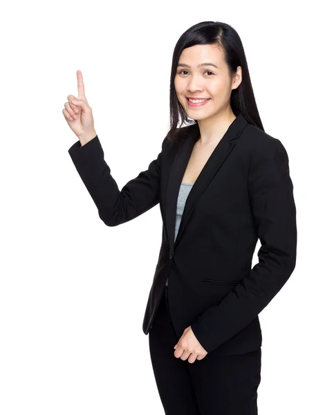 Business woman with finger point up — Stock Photo, Image