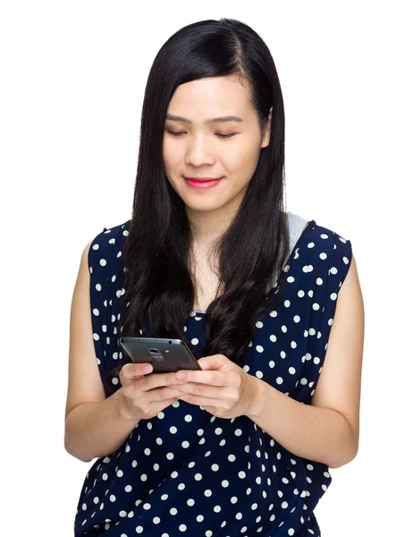 Asian woman look at mobile phone — Stock Photo, Image