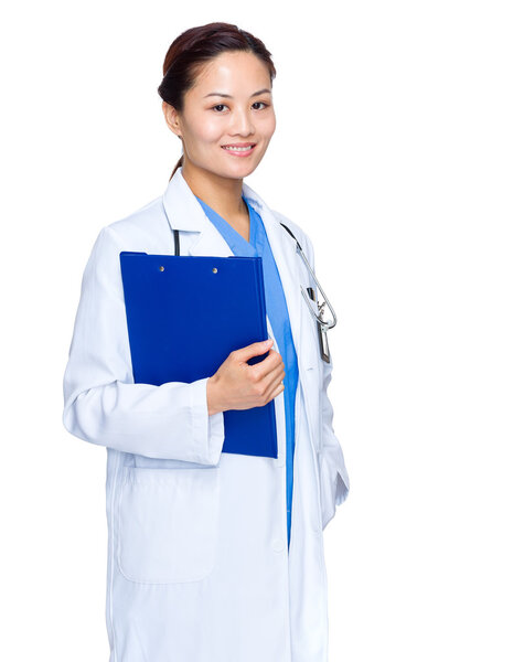 Female medical doctor with file