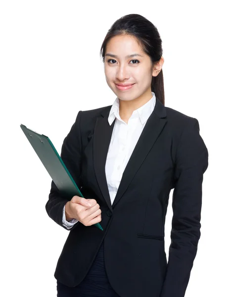 Businesswoman with clipboard — Stock Photo, Image