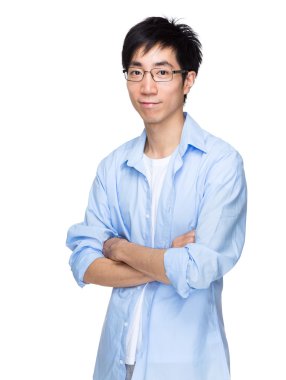 Asyalı adam akıllı nedensel giyim