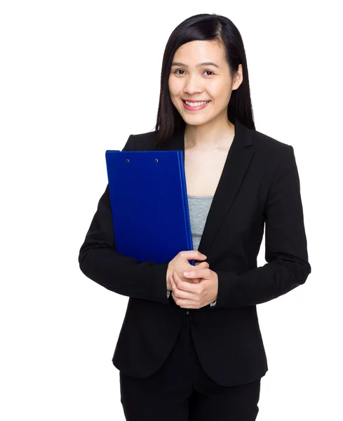 Asian businesswoman with file pad — Stock Photo, Image