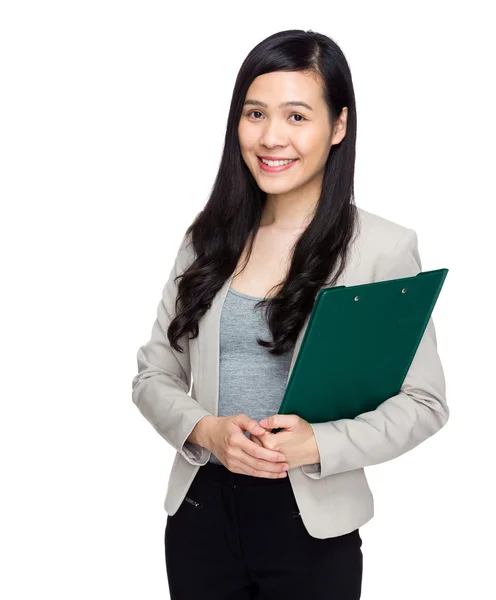 Business secretary with clipboard — Stock Photo, Image