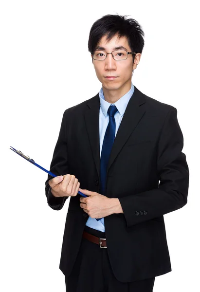 Business man hold with file pad — Stock Photo, Image